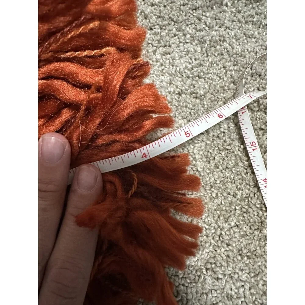 West Elm‎ Textured Woven Throw Blanket Rust Orange Fringe Tassel Boho Modern